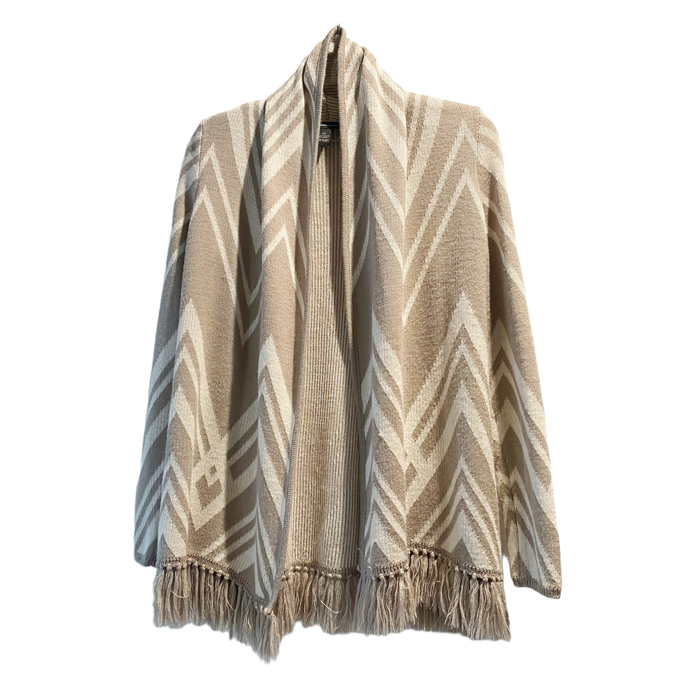 INC International Concepts Tan Fringe Wool Cardigan Womens Size XS